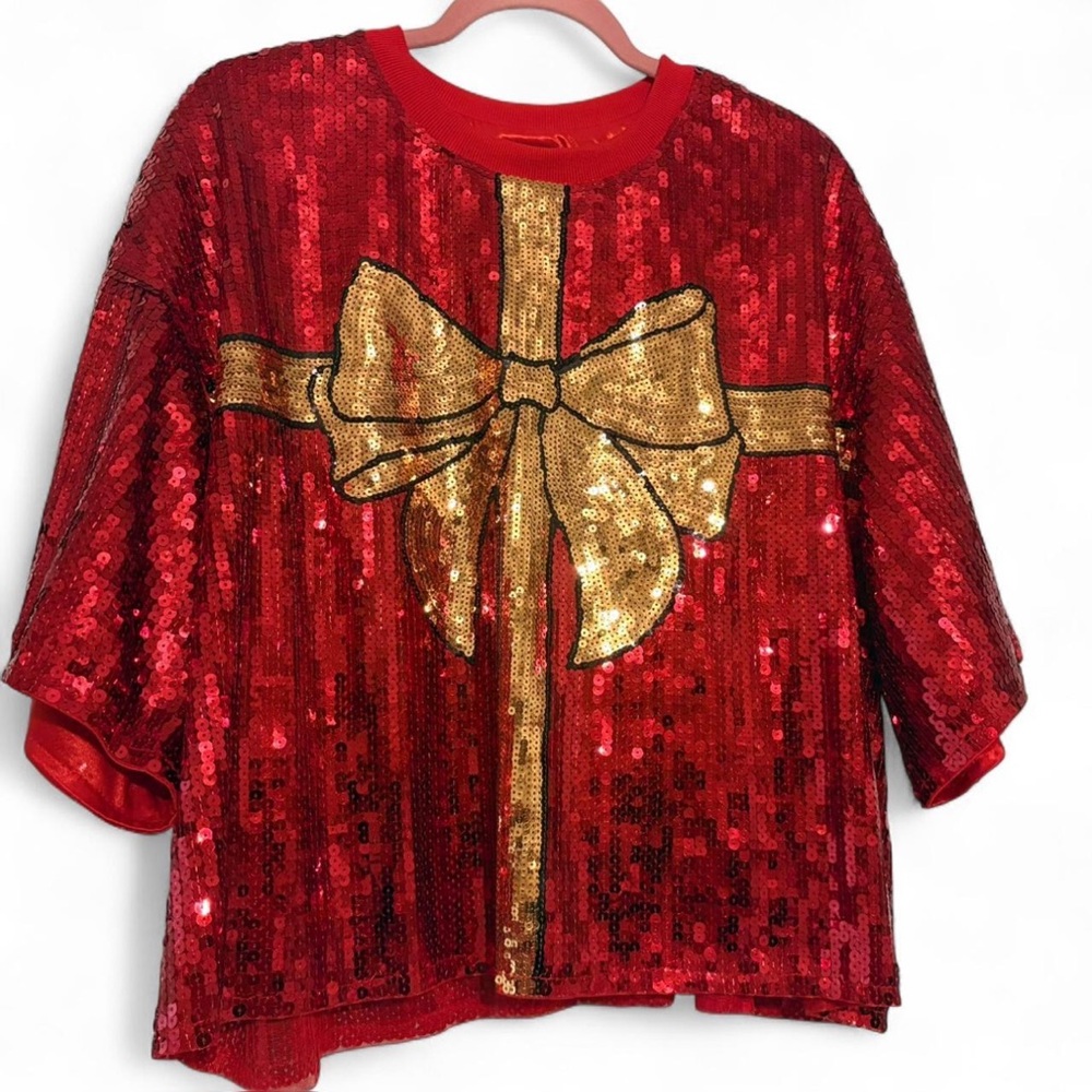 NWT simply southern sequin bow top